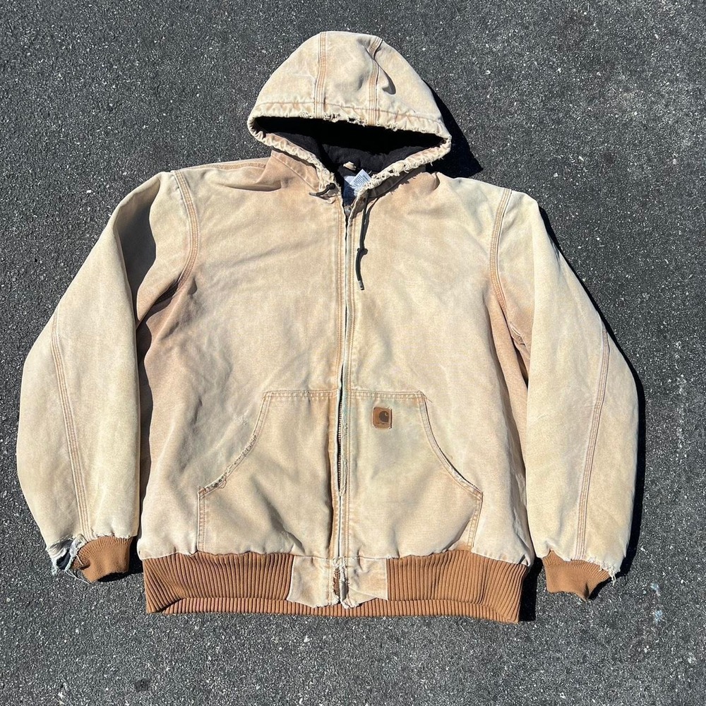 1990s Carhartt Sunfaded and Distressed Active jacket size XL